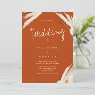 Pampas Grass Blätter Burnt Orange Wedding Einladung