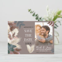 Pampas Grass Blätter Save the Date Bohemisch