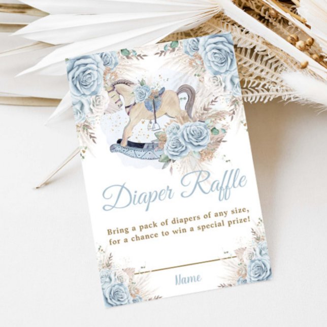 Pampas Grass Blue Floral Rocking Horse Diaper Begleitkarte (Von Creator hochgeladen)