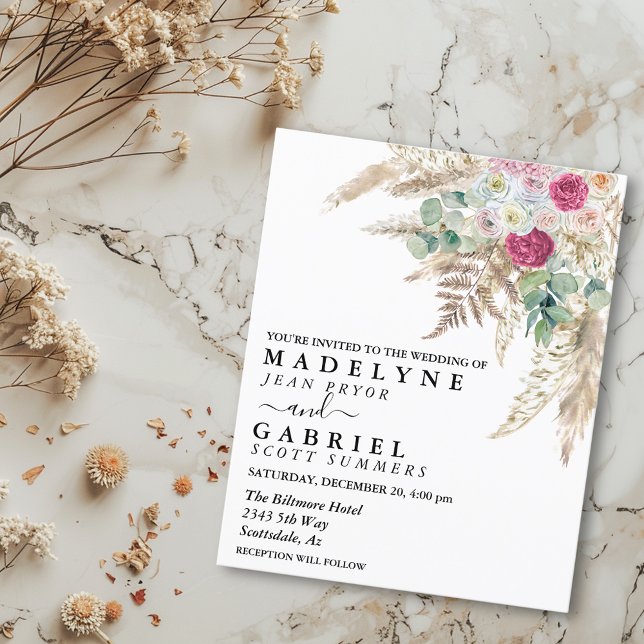 Pampas Grass Blume Pink Watercolor Boho Haushalt (Von Creator hochgeladen)