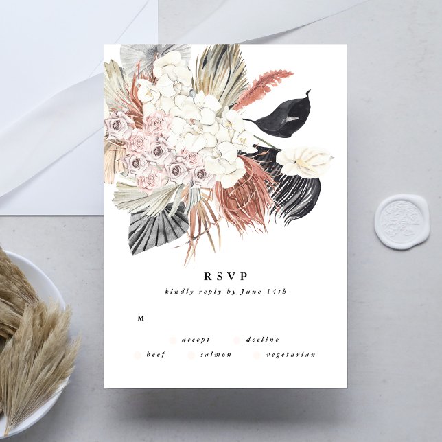 Pampas Grass Blume Tropischer Jungle Wedding RSVP Karte (Von Creator hochgeladen)