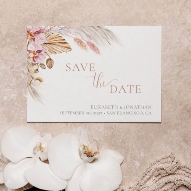 Pampas Grass Blush Pink Save the Date Karte (Von Creator hochgeladen)