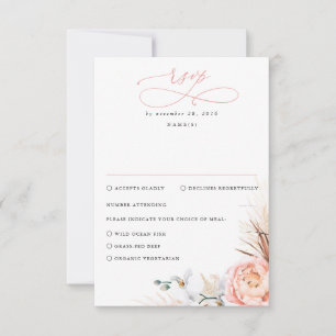 Pampas Grass Blush Rose Floral Mariage RSVP