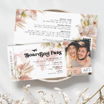Pampas Grass Boarding Pass Einladung Hochzeit<br><div class="desc">Moderne Hochzeitsfahrkarte Einladung mit einem schlichten,  weißen Hintergrund,  ein Foto des Ehepaares,  rustikale Aquarellgras und Blumenmuster,  QR-Code für Sie zu löschen oder zu ersetzen,  und ein bearbeitbares alles in einer Hochzeitsvorlage,  die leicht zu personalisieren ist.</div>