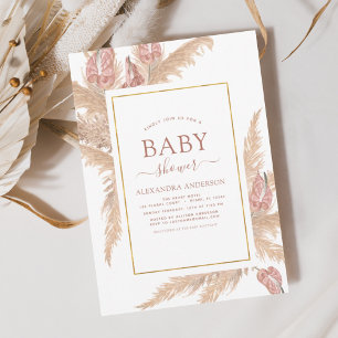 Pampas Grass Bohemian Boho Baby shower Invitation