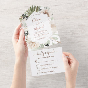 Pampas Grass Bohemisch Boho Eucalyptus Wedding RSV All In One Einladung