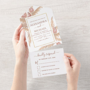 Pampas Grass Bohemisch Boho Tropical Wedding All In One Einladung