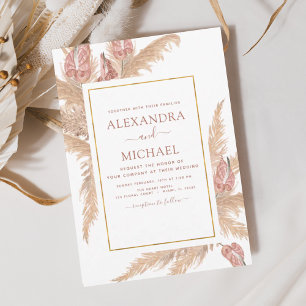 Pampas Grass Bohemisch Boho Tropical Wedding Einladung