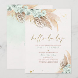 Pampas Grass Bohemisch Sage Green Baby Dusche Einladung