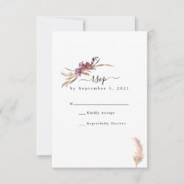 Pampas Grass Bohemisch Wedding RSVP Karte