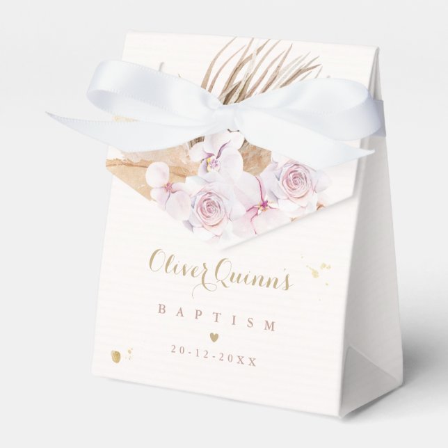 Pampas Grass Bohemische Taufe Personalisiert Geschenkschachtel (Vorderseite)