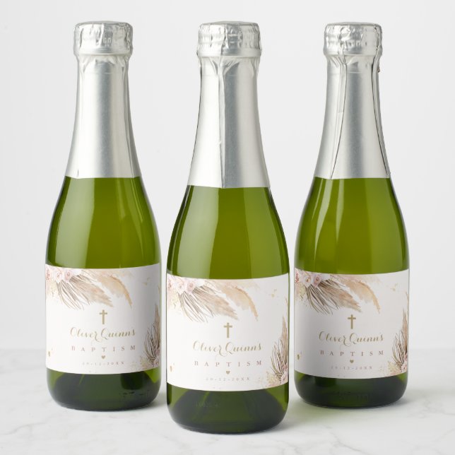 Pampas Grass Bohemische Taufe Personalisiert Mini (Flaschen)
