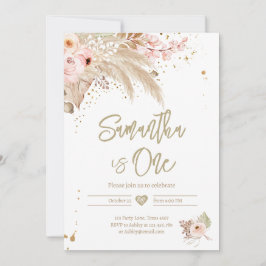 Pampas Grass Boho ANY AGE Rustikales Mädchen Gebur Einladung