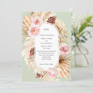 Pampas Grass Boho Aquarellfarbensage Grün Einladung