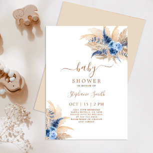Pampas Grass Boho Baby Shower Boy Einladung