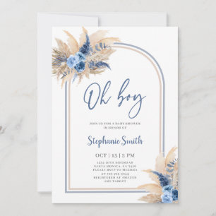 Pampas Grass Boho Baby Shower Boy Einladung