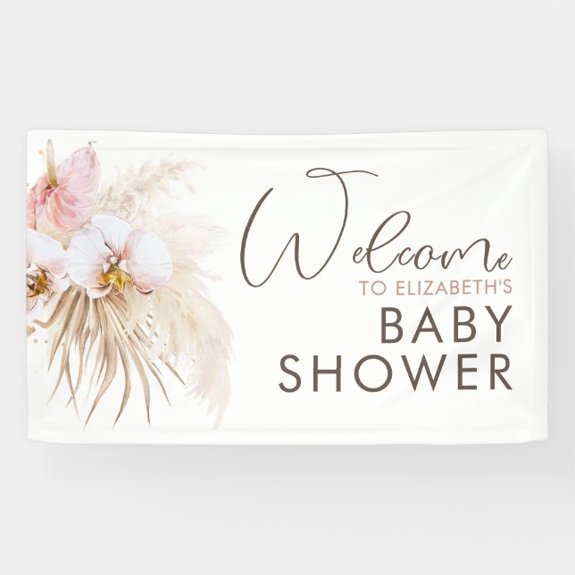 Pampas Grass Boho Babydusche Begrüßungsbanner Banner (Horizontal)