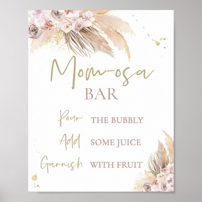 Pampas Grass Boho Babydusche Dekoration Momosa Zei (Vorne)