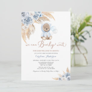 Pampas Grass Boho Bear Baby Shower Einladung 