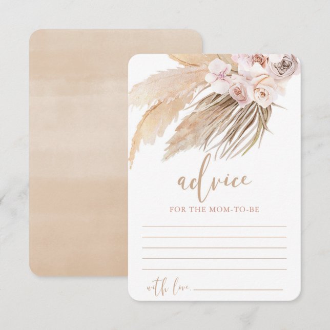Pampas grass boho bohemian Ratschläge für Eltern Begleitkarte (Vorne/Hinten)