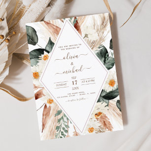 Pampas Grass Boho Bohemisch Eukalyptus Wedding Einladung