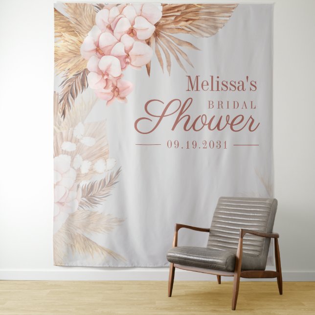 Pampas Grass Boho Brautparty Wandteppich (Beispiel)