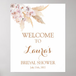 Pampas Grass Boho Chic Bridal Begrüßungszeichen Poster