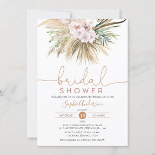 Pampas Grass Boho Chic Bridal Douche Invitation