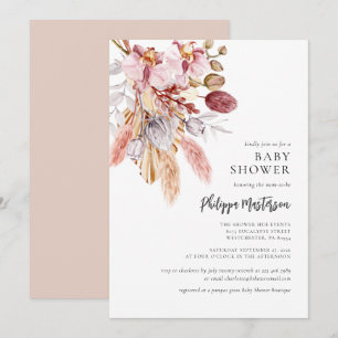 Pampas Grass Boho Floral Girl Babydusche Einladung