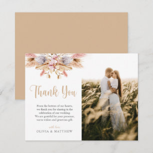 Pampas Grass Boho Floral Photo Mariage Merci