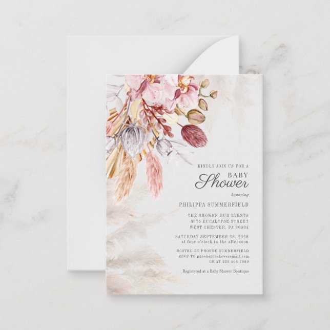 Pampas Grass Boho getrocknete Palms Girl Babydusch Mitteilungskarte (Vorderseite)