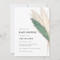 Pampas Grass Boho Green Gold Baby Dusche