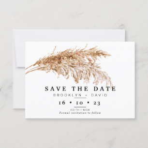 Pampas Grass Boho Hochzeit Speichern Sie die Datum Einladung
