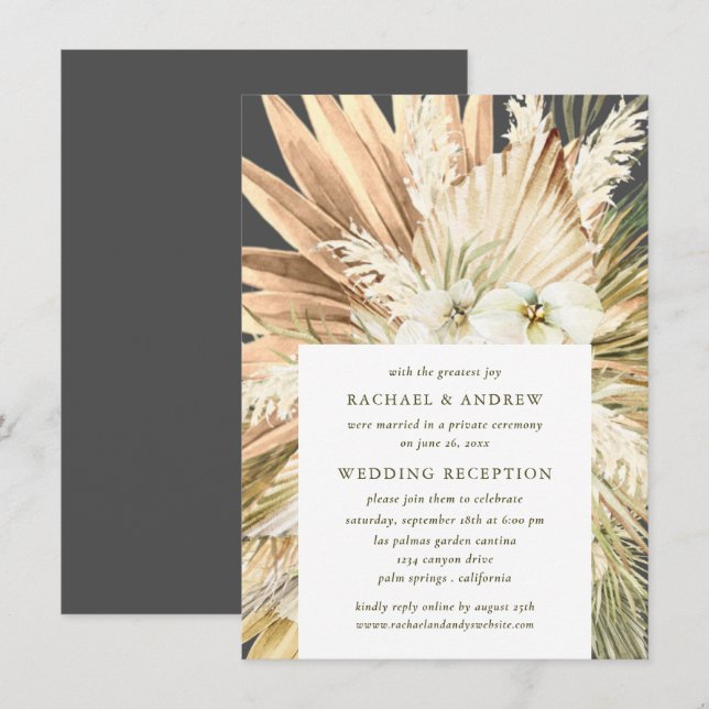 Pampas Grass Boho Post Hochzeit Empfang nur Einladung (Vorne/Hinten)