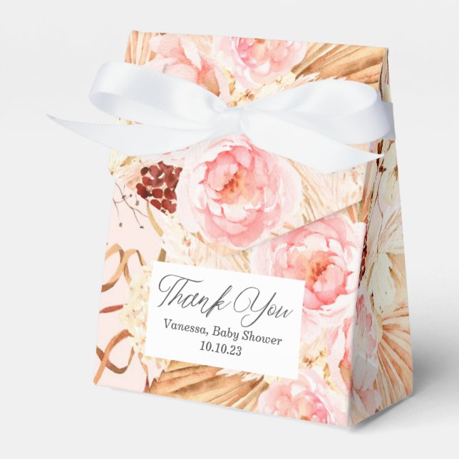 Pampas Grass Boho Rosa Blume Mädchen Dusche Geschenkschachtel (Vorderseite)