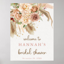 Pampas grass boho Rose Brautparty Begrüßungszeiche