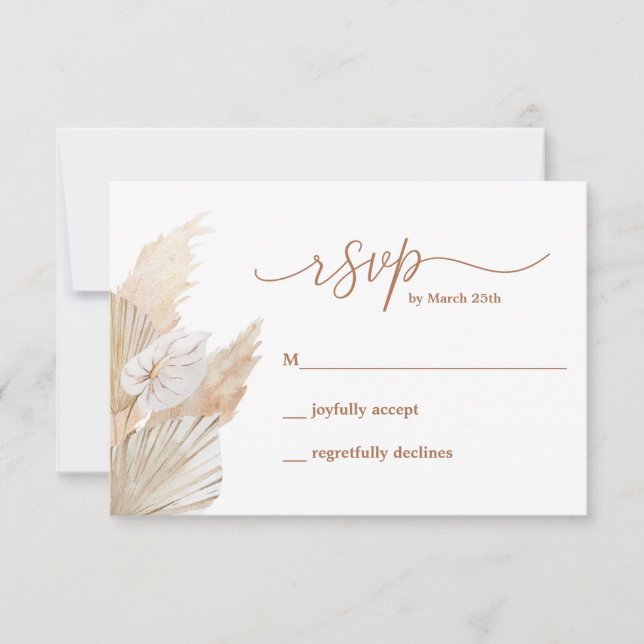 Pampas Grass Boho RSVP-Karte RSVP Karte (Vorderseite)