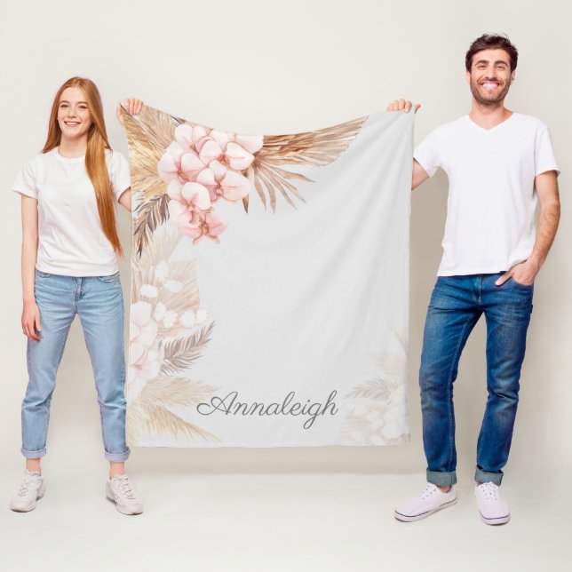 Pampas Grass Boho Script Custom Fleecedecke (Beispiel)