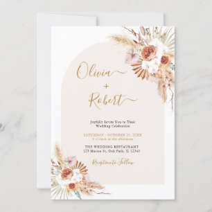 Pampas Grass Boho Terracotta auf einer Hochzeit Einladung