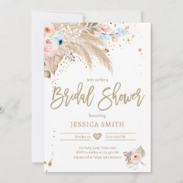 Pampas Grass Boho Tropical Rustikales Brautparty i Einladung