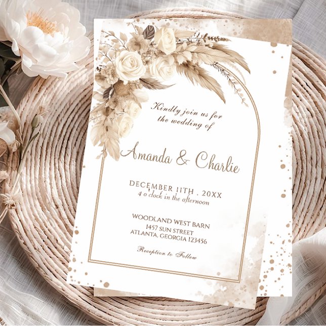 Pampas Grass Boho Wedding Einladung (Von Creator hochgeladen)