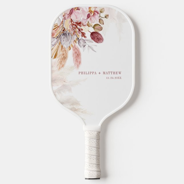 Pampas Grass Boho Wedding Party Custom Pickleball Schläger (Vorderseite)