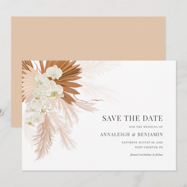 Pampas Grass Botanische Hochzeit Save The Date (Vorne/Hinten)