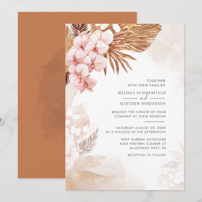 Pampas Grass Botanische Landschaften Einladung (Vorne/Hinten)