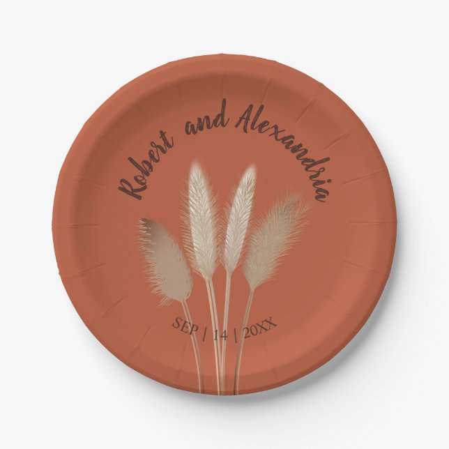 Pampas Grass Brautparty Hochzeitsempfang Pappteller (Vorderseite)