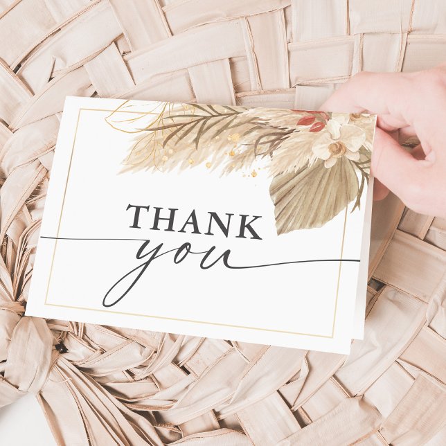 Pampas Grass Carte de remerciements (Introducing our Palm Pampas Grass Watercolor Wedding theme – where elegance meets natural beauty.)
