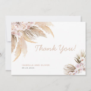 Pampas Grass Carte de remerciements beige