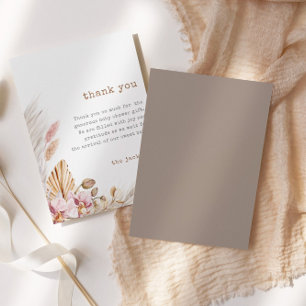 Pampas Grass Chic Boho Kinderdusche Danke Karte
