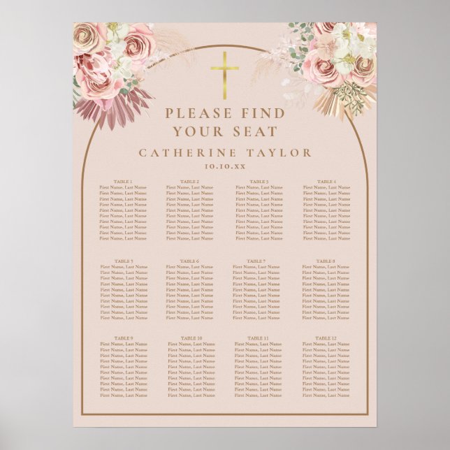 Pampas Grass Christian Event Seating Chart Poster (Vorne)