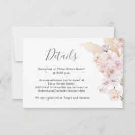 Pampas Grass détails carte mariage
